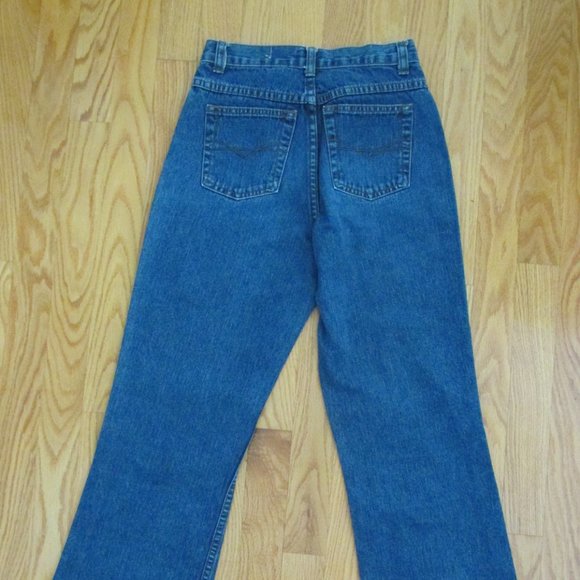 BAILEY'S POINT GIRL'S SIZE 12 JEANS MED BLUE SLUB DENIM FLARE LEG METAL EYELETS - Picture 8 of 13